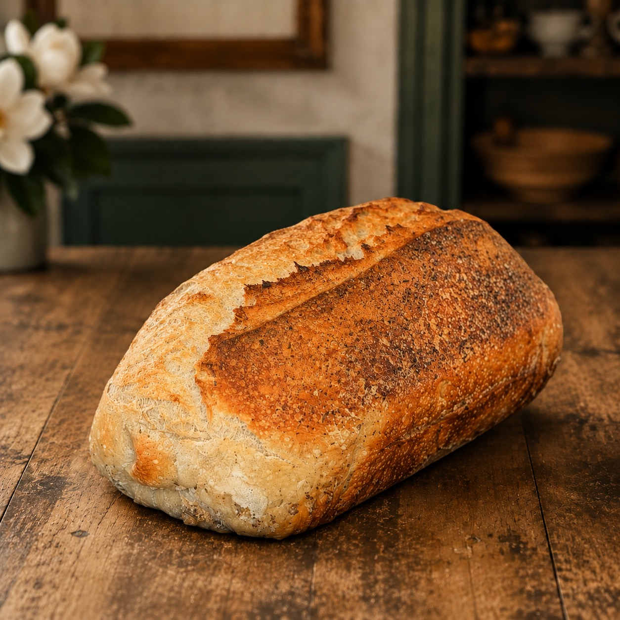 Rustic & Encrusted Garlic & Italian Sourdough